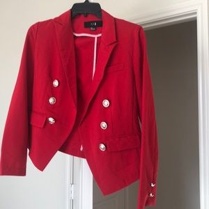 Red button blazer
